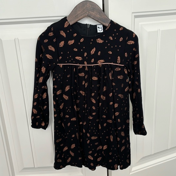 3Pommes Long Sleeve Black & Copper Leaf Dress - Picture 1 of 11